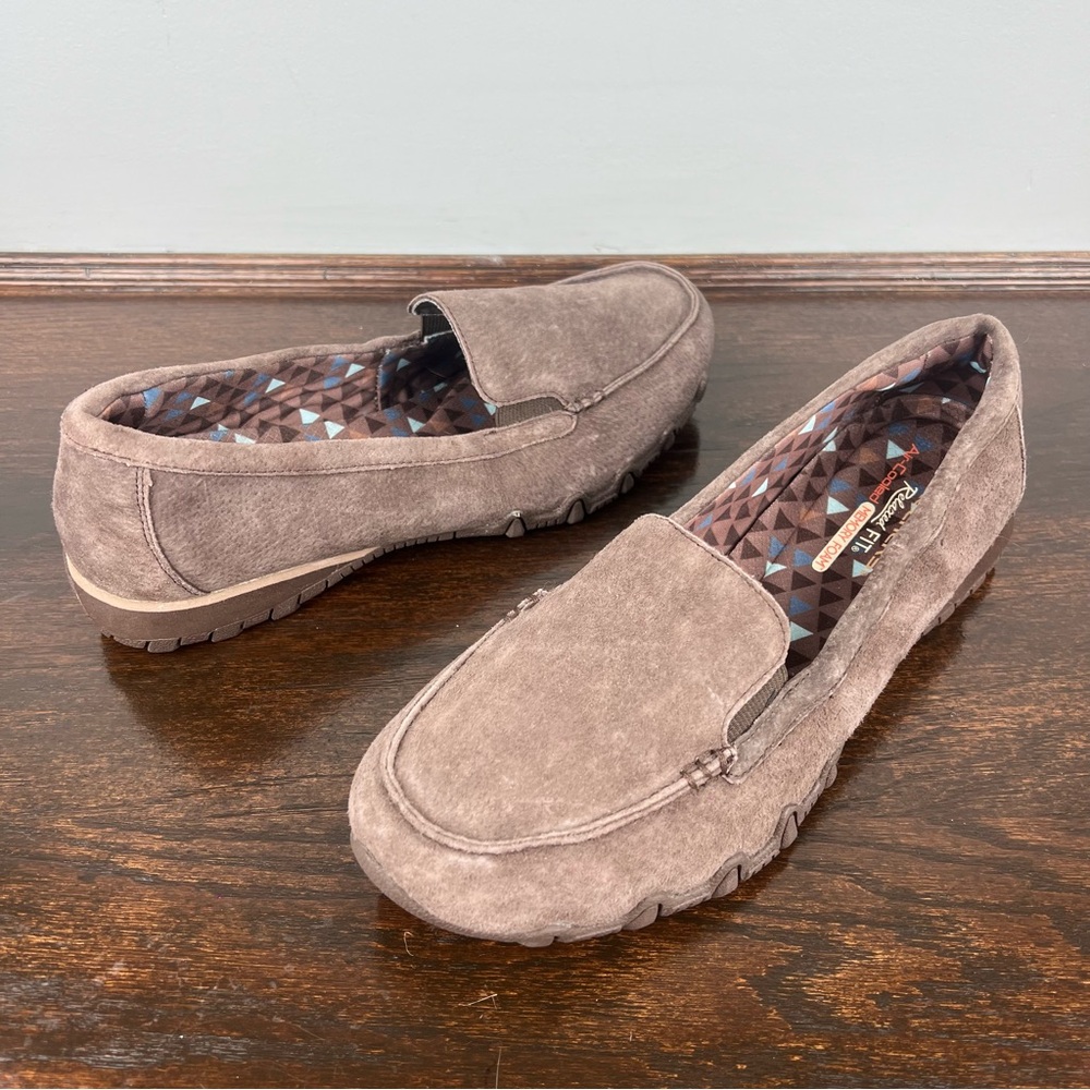 Skechers Loafers Leather Womens Relaxed Fit Air Cooled Memory Foam Size 11 Brown